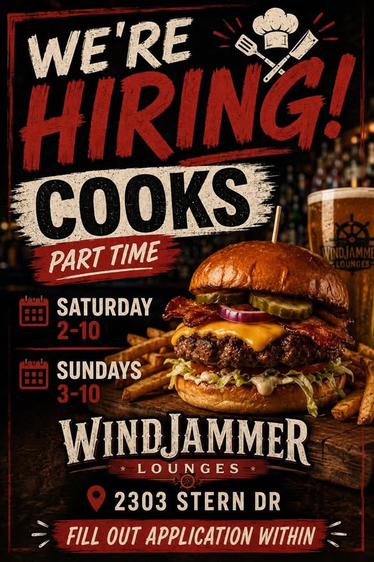 now hiring - windjammer - cooks pt -